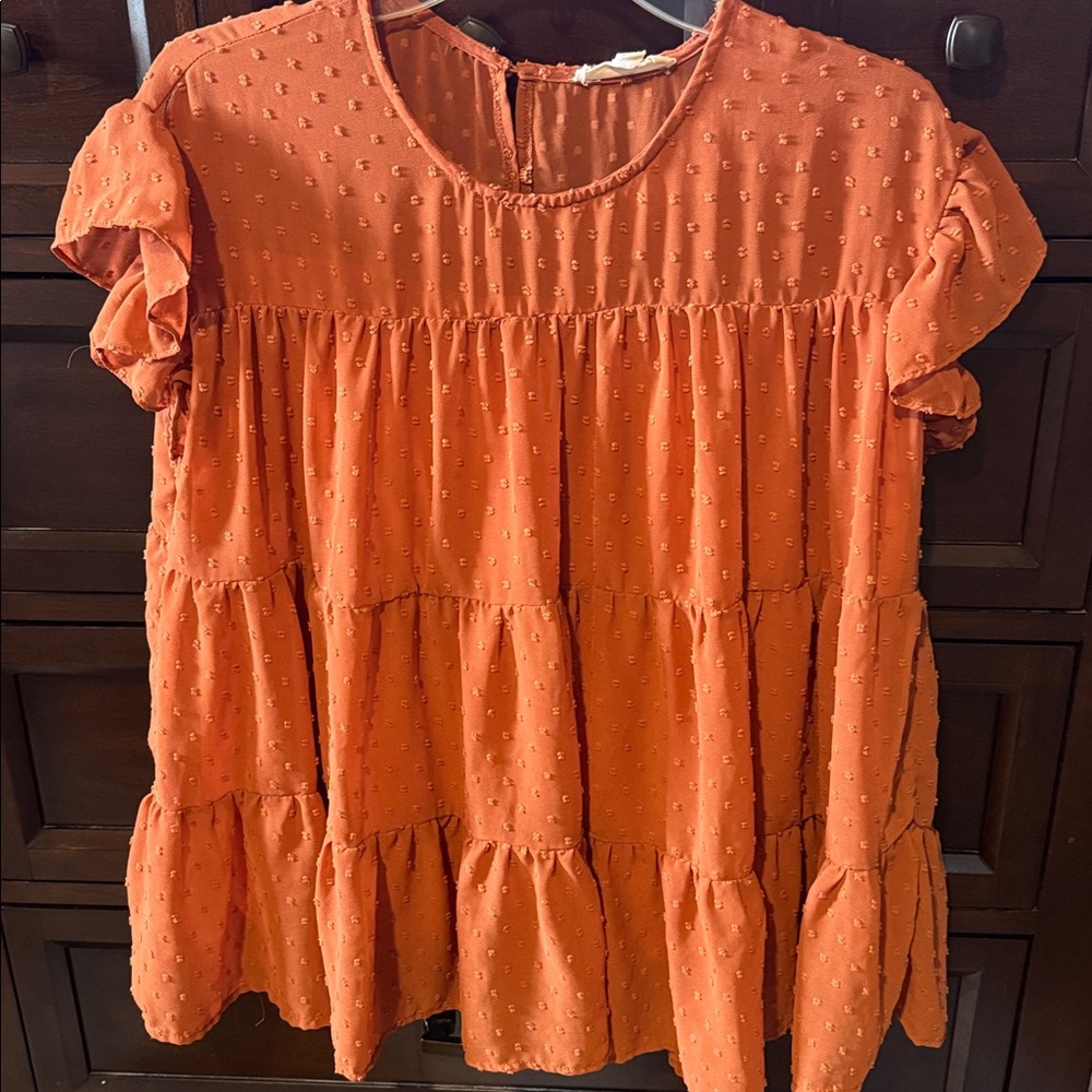 Entro Rust Ruffle Tiered Blouse - Size Medium - Picture 2 of 4